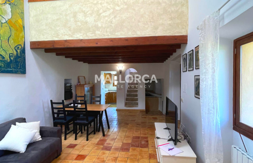 living area balcony wood tiles tv spacious high ceilings home traditional binissalem mallorquin town finca mallorca