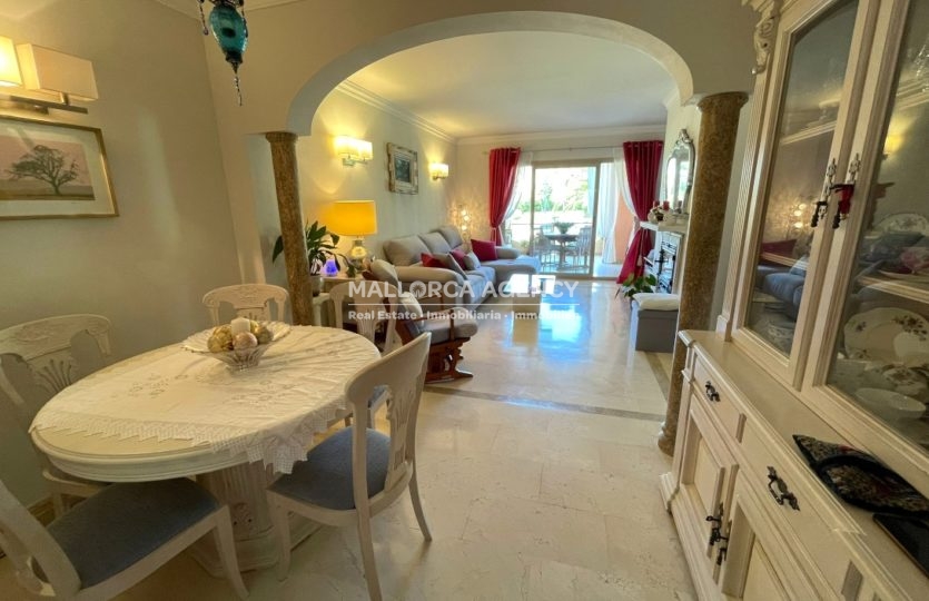 Living and dining room in charming santa ponsa nova apartment for sale