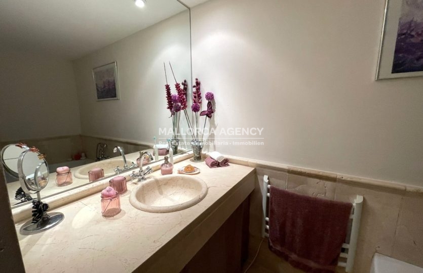 Sink in bathroom in charming santa ponsa nova apartment for sale