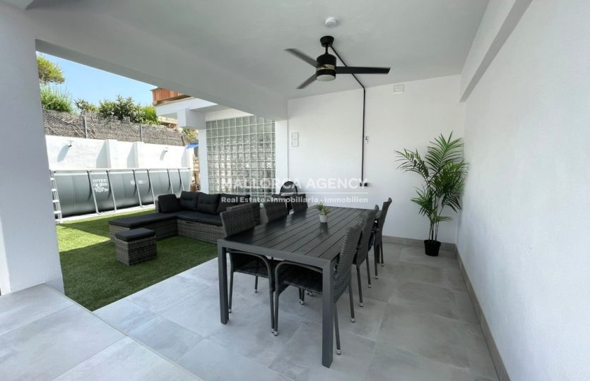 Terrace in modern home for sale in el toro , swimming pool